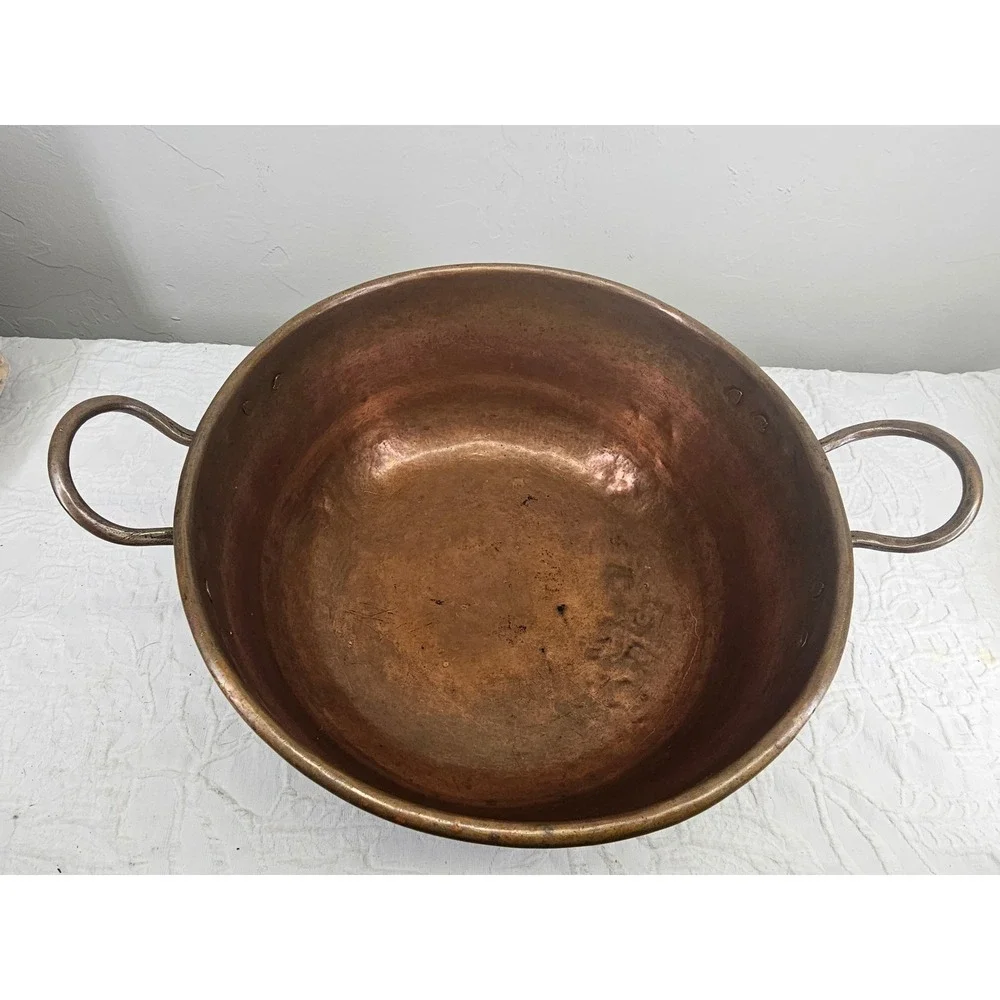 Antique Copper Candy Apple Butter Kettle Primitive Large Copper good 12.5in